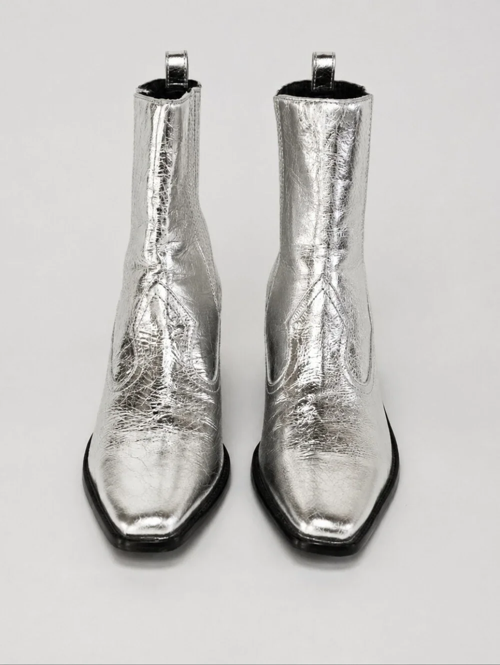 Tory Burch Silver Metallic Western Ankle Booties – Size 11 – NWOB